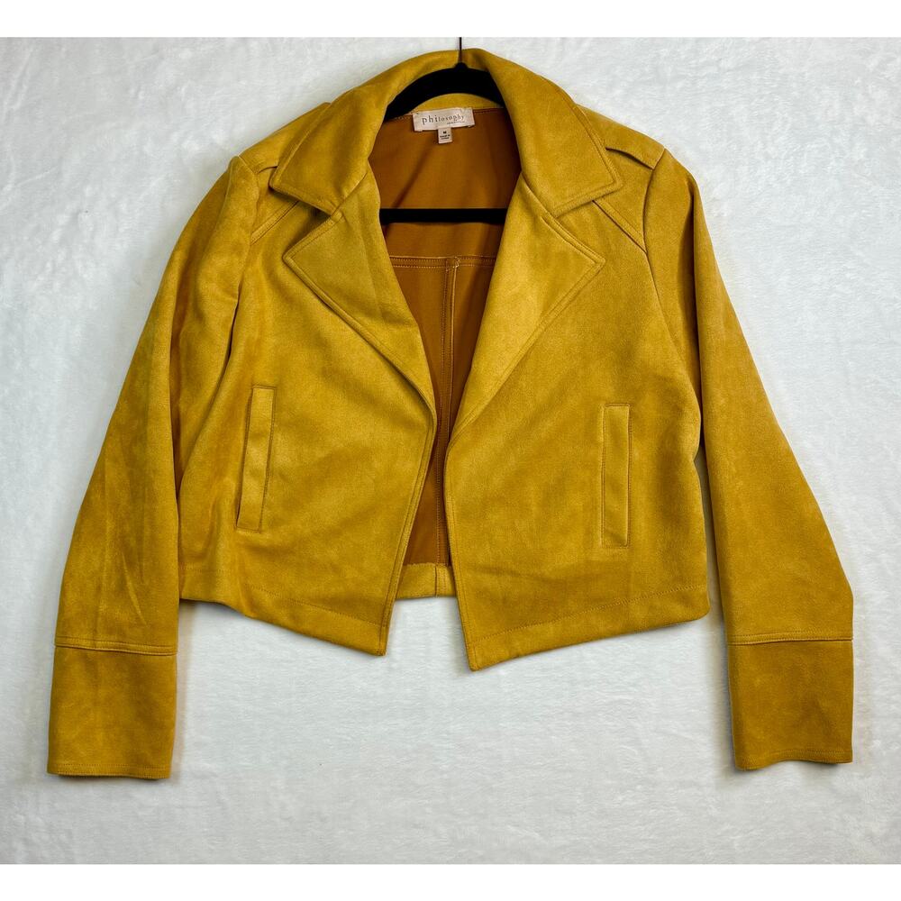 Philosophy Republic Clothing Mustard Blazer Faux Leather Size Medium Outerwear